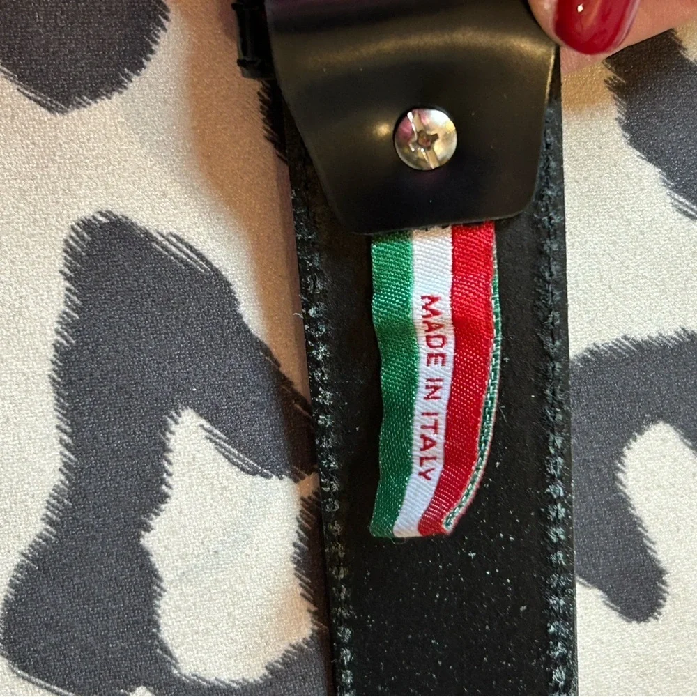 🇮🇹Italian Handmade Black Leather Belt – Size 38